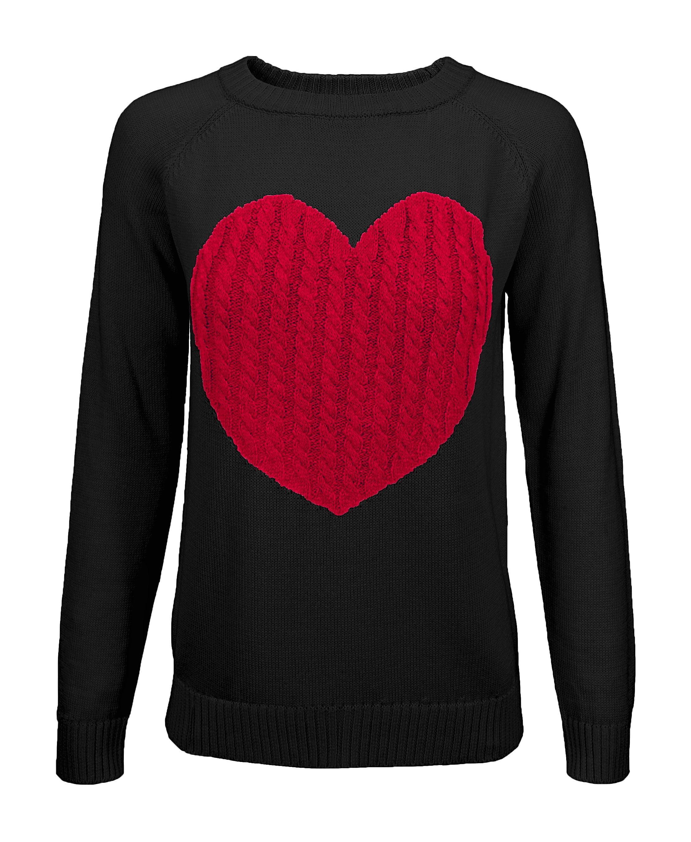 YEMAK Women's Pullover Sweater Long Sleeve Crewneck Cute Heart