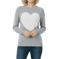 thumbnail image 1 of YEMAK Women's Pullover Sweater Long Sleeve Crewneck Cute Heart Cable Knit MK3506 (S-L)-GRY/IVY-M, 1 of 7