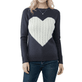 thumbnail image 1 of YEMAK Women's Pullover Sweater Long Sleeve Crewneck Cute Heart Cable Knit MK3506 (S-L)-NAV/OAT-S, 1 of 6