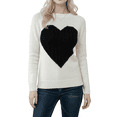thumbnail image 1 of YEMAK Women's Pullover Sweater Long Sleeve Crewneck Cute Heart Cable Knit MK3506 (S-L)-OAT/BLK-S, 1 of 6