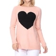 thumbnail image 1 of YEMAK Women's Pullover Valentines Sweater Long Sleeve Crewneck Heart Knitted Top Sweaters MK8236-P.BEIGE/BLACK-M, 1 of 10