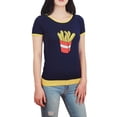 thumbnail image 1 of YEMAK Women's Short Sleeve Crewneck French Fries Print Casual T-Shirt Sweater MK32002-NAVY-L, 1 of 6