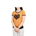 thumbnail image 1 of YEMAK Women's Short Sleeve Crewneck Heart Print Casual T-Shirt Sweater MK32003HEART-BRONZE/BLACK-L, 1 of 3