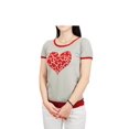 thumbnail image 1 of YEMAK Women's Short Sleeve Crewneck Heart Print Casual T-Shirt Sweater MK32003HEART-GREY/RED-S, 1 of 2