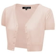 thumbnail image 1 of YEMAK Women's Short Sleeve Cropped Bolero Button Down Cardigan Sweater HB2137-BLS-3X, 1 of 11