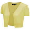 thumbnail image 1 of YEMAK Women's Short Sleeve Cropped Bolero Button Down Cardigan Sweater HB2137-BYL-4X, 1 of 11