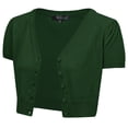 thumbnail image 1 of YEMAK Women's Short Sleeve Cropped Bolero Button Down Cardigan Sweater HB2137-HGR-2X, 1 of 11