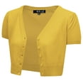 thumbnail image 1 of YEMAK Women's Short Sleeve Cropped Bolero Button Down Cardigan Sweater HB2137-HON-2X, 1 of 11