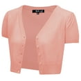 thumbnail image 1 of YEMAK Women's Short Sleeve Cropped Bolero Button Down Cardigan Sweater HB2137-PBG-1X, 1 of 11