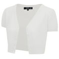 thumbnail image 1 of YEMAK Women's Short Sleeve Cropped Bolero Button Down Cardigan Sweater HB2137-WHT-S, 1 of 11