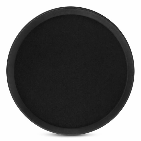 YEMNPIOS 1 Pc 16 Inch Large Serving Tray Plastic Non Slip Rubber Lined Round Black for Party Bar