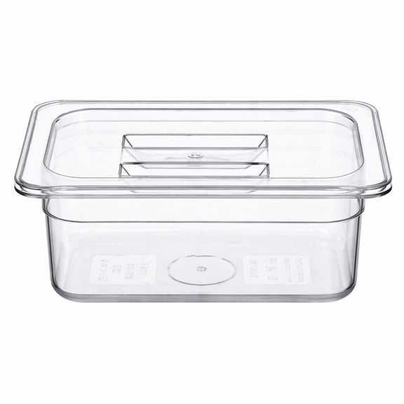 YEMNPIOS 1 Pc Clear Food Pan with Lid 10.4x6.5x4 Inch PET Storage Container for Salad Fruit