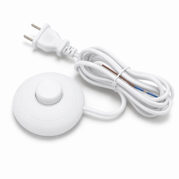 YEMNPIOS 1 Pc Floor Foot Pedal Switch with Extension Cord for Lamp Christmas Tree Light Control US Plug White