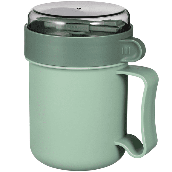 YEMNPIOS 1 Pc Microwave Soup Mug with Lid and Scoop Portable Breakfast Cup Container for Oatmeal Milk Soup Porridge
