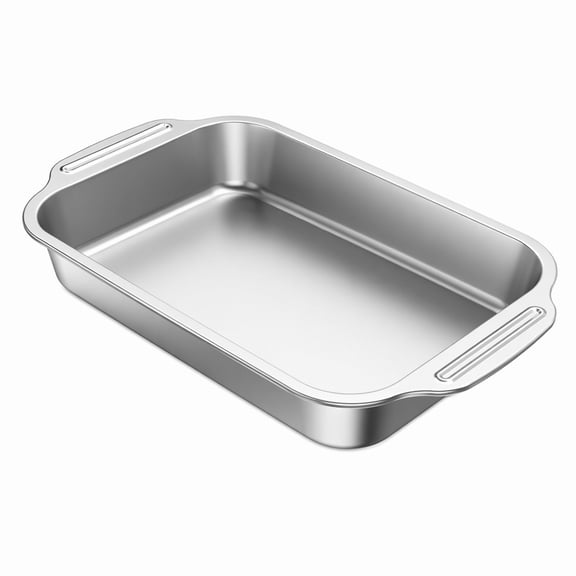 YEMNPIOS 1 Pc Stainless Steel Cake Pan 9 x 13 Inch Baking Pan with Handle Rectangle Bakeware for Fish Cakes Breads Casseroles Vegetables Dishwasher Safe