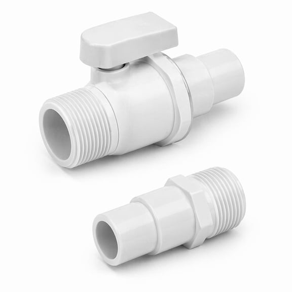 YEMNPIOS 1 Set Pool Valve and Hose Adapter 2 Way Ball Valve with Universal Combo Adapter White
