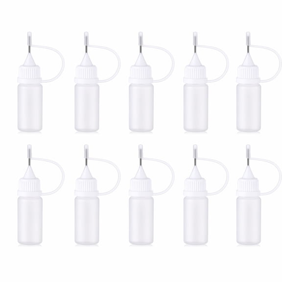 YEMNPIOS 10 Pcs 0.34oz Squeeze Bottles Translucent PE Plastic with Fine Tip Cap for DIY Paint