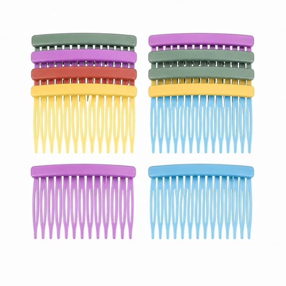 YEMNPIOS 10 Pcs Hair Combs for Women Colorful Solid Plastic 14 Wide Teeth Side Comb Daily Party