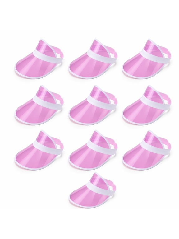 10 Pcs Poker Visors Hats Bulk Casino Bingo Visor Clear Plastic Sun Golf Hats for Women Men Pink