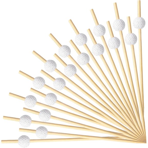 YEMNPIOS 100 Pcs 4.7in Bamboo Golf Cocktail Picks Fruit Picks Golf Flag Toothpicks Appetizer Skewers Food Picks for Party Supplies
