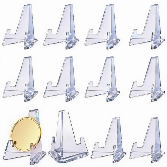 YEMNPIOS 12 Packs Acrylic Card Display Stand Clear 2.24 Inch Mini Easel for PSA Graded Cards Sports Trading Photos