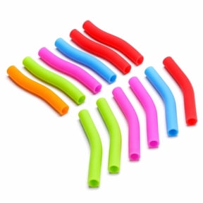 YEMNPIOS 12 Pcs 8 mm Silicone Straw Tips Multicolor Rubber Flex Elbows Straw Covers Replacement Reusable Soft Food Grade for Metal Straws Nozzles Tumbler Mug Glass Drink