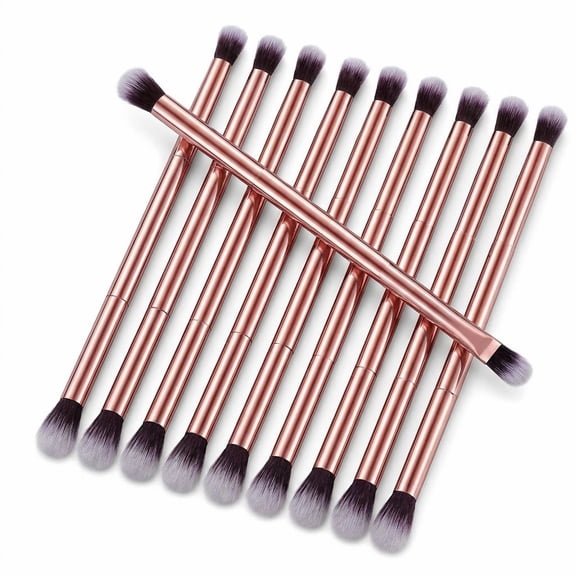 YEMNPIOS 12 Pcs Eyeshadow Smudge Brush 2 in 1 Double Ended Concealer Brush Under Eye Small Soft Firm Pointed Foundation Makeup Applicator for Blending Liner Rose Gold