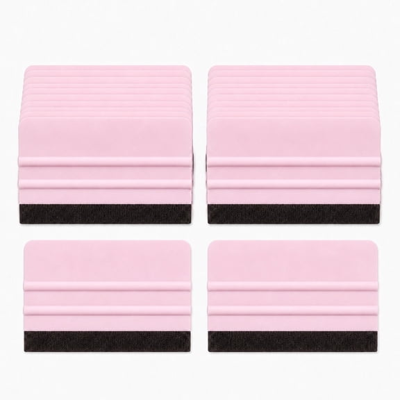 YEMNPIOS 12 Pcs Squeegee for Vinyl Decal 4 Inch Black Felt Edge Scraper Tool for Car Sticker Pink