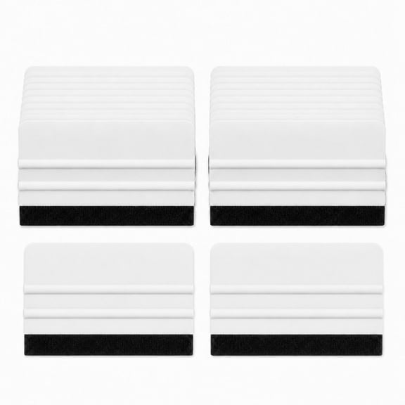 YEMNPIOS 12 Pcs Squeegee for Vinyl Decal 4 Inch Black Felt Edge Scraper Tool for Car Sticker White