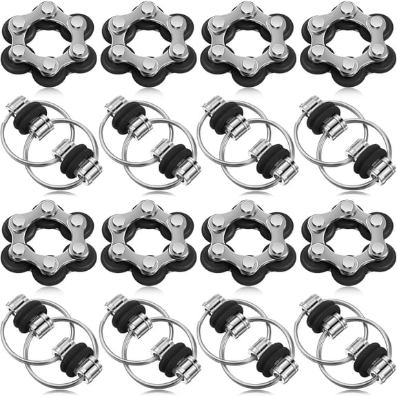 YEMNPIOS 16 Pcs Fidget Toys Set Include 8 Six Roller Chain and 8 Key Flippy Chain Stress Reducer Anxiety Relief Bike Toys for Teens Adults ADHD, Add, Autism (Black)