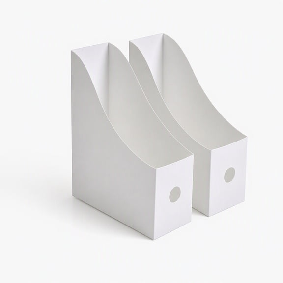 YEMNPIOS 2 Packs White Plastic Magazine Holders File Organizer Book Bin for Desk Office Classroom