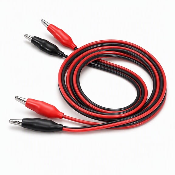YEMNPIOS 2 Pcs Electrical Test Jumper Wires Double Ended Insulated with Alligator Clips 3.28 ft Red