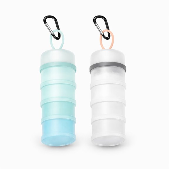 YEMNPIOS 2 Pcs Portable Protein Powder Container Stackable Leakproof Dispenser with Funnel White,Blue