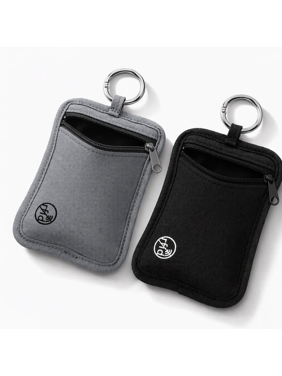 2 Pcs RFID Protected Stash Pouch Clip on Anti Theft Belt Wallet Travel Money Purse Minimalist Keychain Organizer for ID Cards Cash Women Men