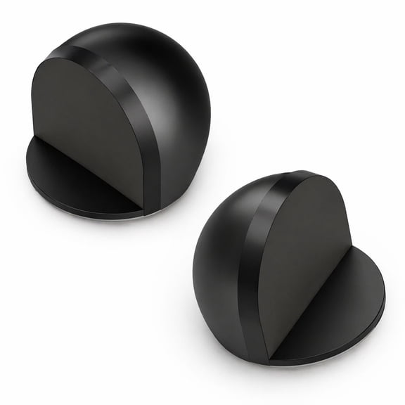 YEMNPIOS 2 Pcs Self Adhesive Door Stopper Stainless Steel Half Dome Floor Gate Stopper Black