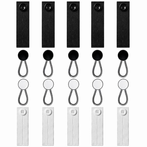 YEMNPIOS 20 Pcs Button Extenders Elastic Metal Shirt Collar Extender and Jeans Waistband Extender