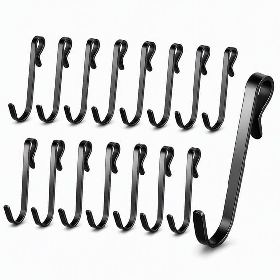 YEMNPIOS 20 Pcs J Hook for Wire Shelving Stainless Steel Hanger Clip on Metal Rack Black