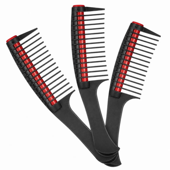 YEMNPIOS 3 Packs Hair Comb with Roller Detangling Comb with Roller Integrated Anti Splicing for Salon Barber Hair Dye Black