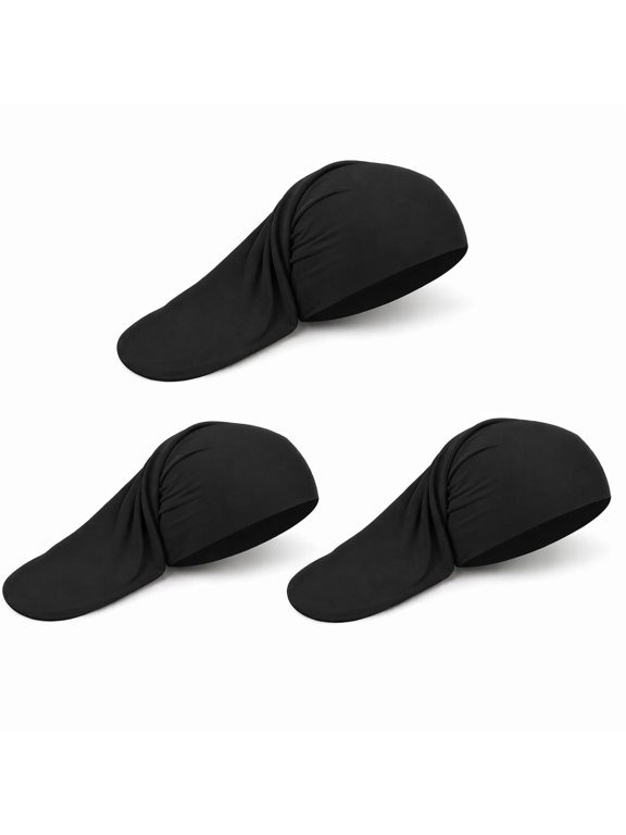 Jumbo Dreadlock Long Hair Fabric Sleeping Cap Head Wrap Bonnet, Adult Unisex, Black, 3 Pack