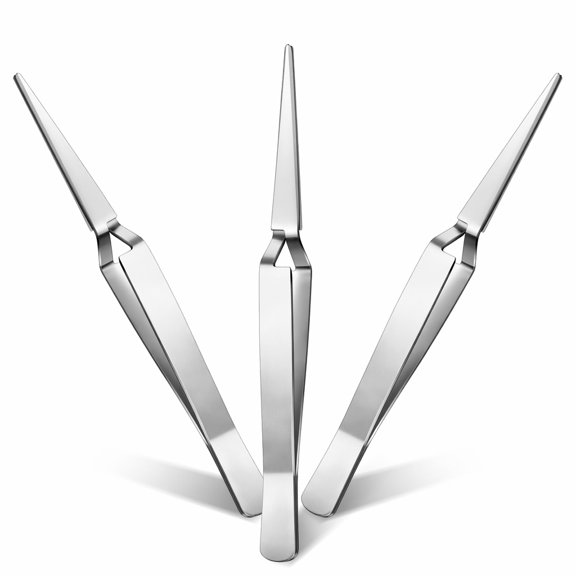 YEMNPIOS 3 Pcs Reverse Tweezers Stainless Steel Locking Craft Tweezers 4.7 Inch for Jewelry Beads
