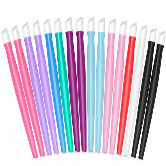 YEMNPIOS 30 Pcs Rubber Cuticle Pusher Silicone Cuticle Pusher Plastic Handle Tipped Sticks Mini Nail Cleaner Nail Art Tool for Men Women Assorted Colors