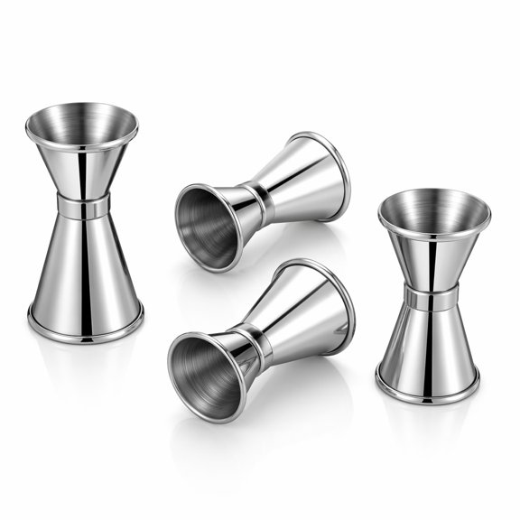 YEMNPIOS 4 Pcs Bar Jigger 1oz 1/2oz Double Sided Stainless Steel Measuring Tool for Cocktail