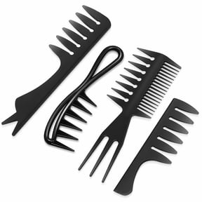 YEMNPIOS 4 Pcs Hair Styling Combs Set Wide Tooth Texture Combs with Double Side Tail Barber Tool for Men Women Beard Hairstylist Black 4 Styles