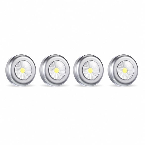 YEMNPIOS 4 Pcs LED Stick On Lights 60 Lumens Battery Operated Puck Light with Adhesive for Closet