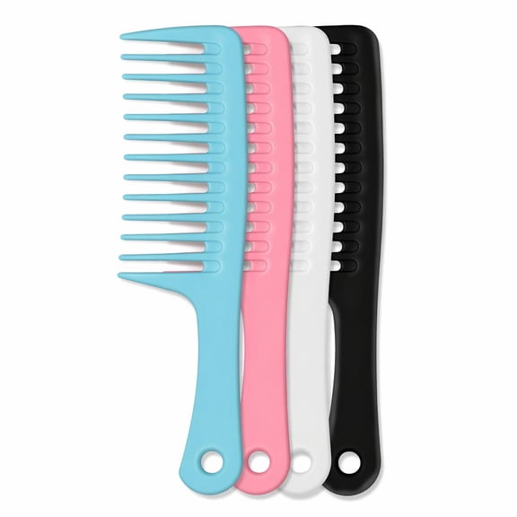 YEMNPIOS 4 Pcs Large Tooth Shampoo Comb 9.5x2.4 Inch Anti Static Wide Hair Brush for Detangling