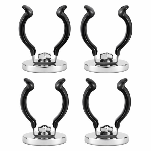 YEMNPIOS 4 Pcs Magnetic Hook Round Base Magnet Fastener Heavy Duty Holder for Kitchen Home Black