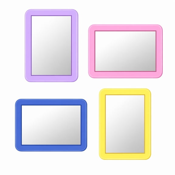 YEMNPIOS 4 Pcs Magnetic Locker Mirror 7 x 5 Inch Small Mirror for Bathroom Refrigerator Office Cabinet Yellow Purple Blue Pink