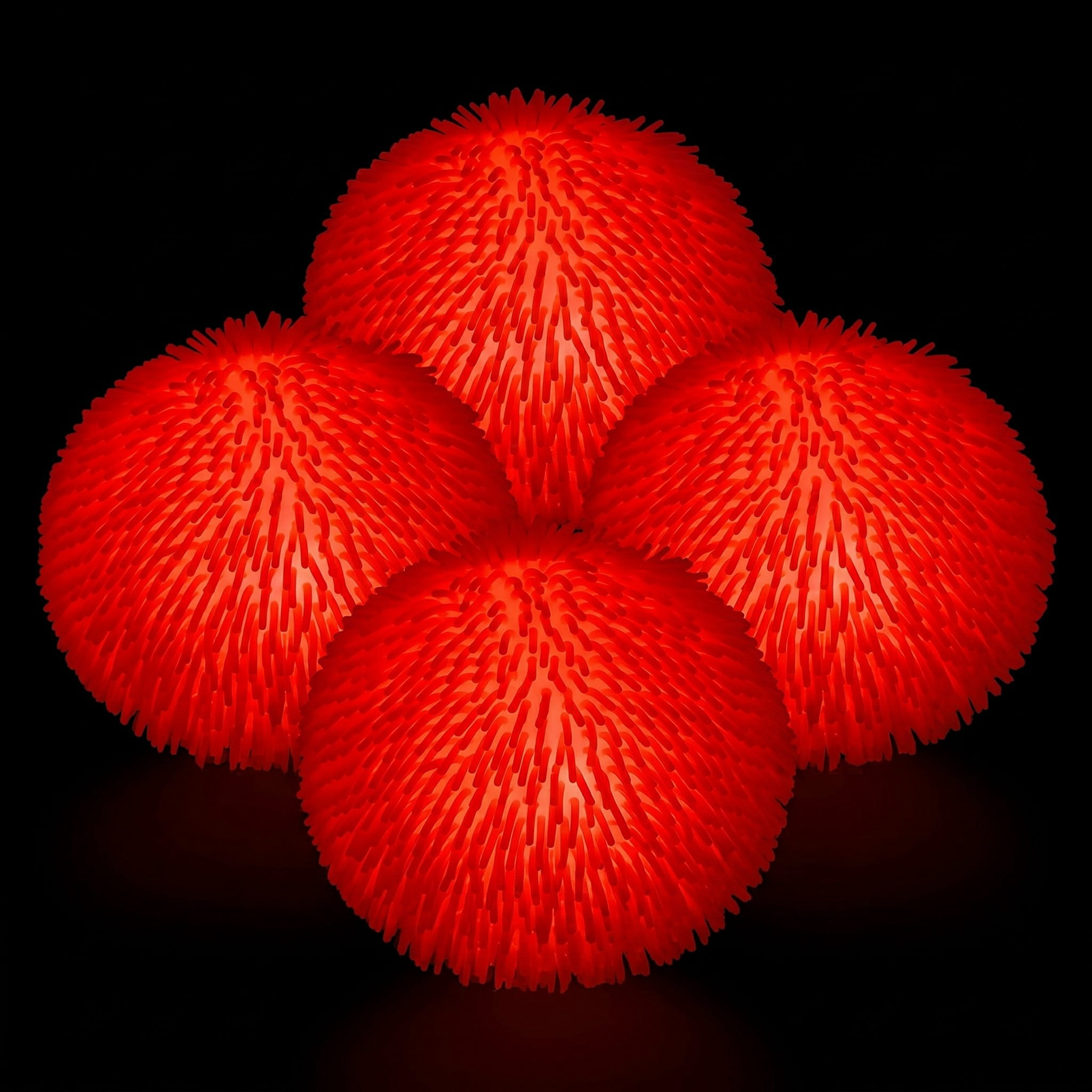 YEMNPIOS 4 Pcs Spiky LED Puffer Balls, 9 Inch Large Stretchy Stress Balls, Glow in The Dark, Classic red for Party Favors
