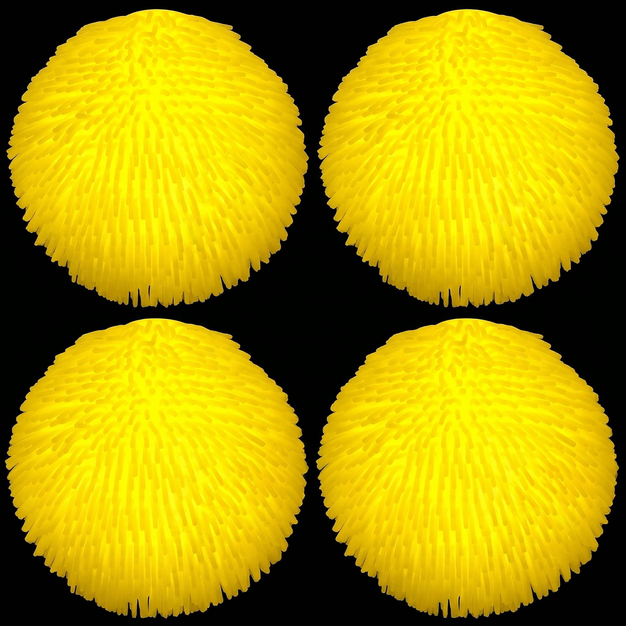 YEMNPIOS 4 Pcs Spiky LED Puffer Balls, 9 Inch Large Stretchy Stress Balls, Glow in The Dark, Classic yellow for Party Favors