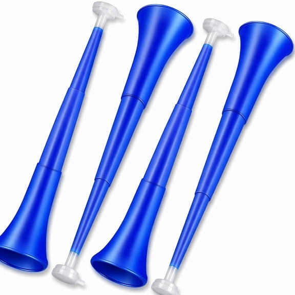 YEMNPIOS 4 Pcs Vuvuzela Horn 24 Inch Plastic Air Horn for Party Sporting Events Cheering Blue